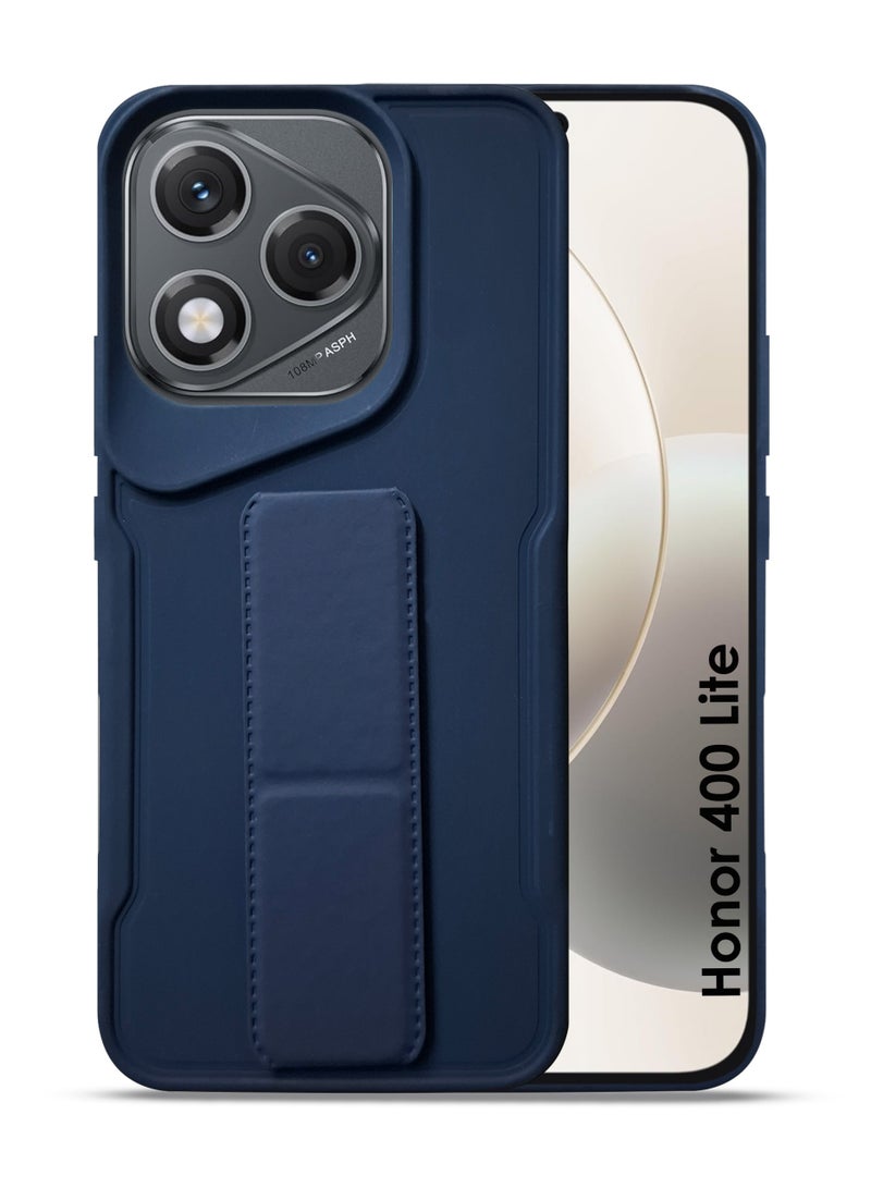 Honor 400 Lite Hand Grip Case Cover - Magnetic Hand Grip Holder & Kickstand Case For Honor 400 Lite - Strong Grip for Magnetic Car Holder, Stylish Silicone Case & Functional, Ultimate Convenience & Hands-Free Viewing - NavyBlue - Image 1
